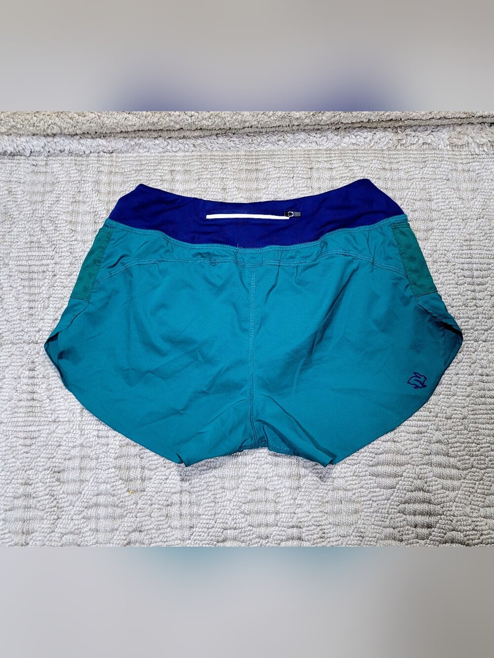 rabbit Dirt Pounders 4" Trail Running Shorts Teal Blue Zipper Pocket